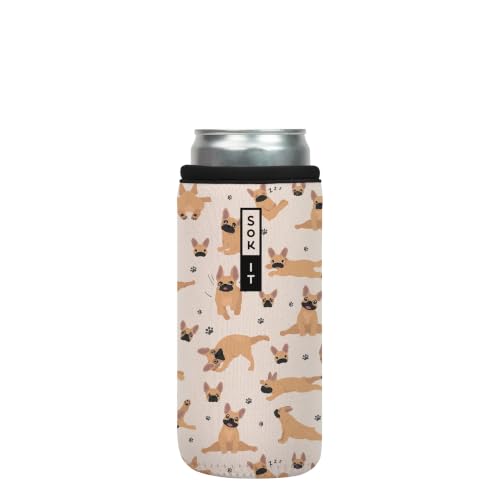 CanSok Sleeve for Beer & Soda Insulated Neoprene Cover (Pardon My Frenchie / 12oz Slim Can Sleeve)