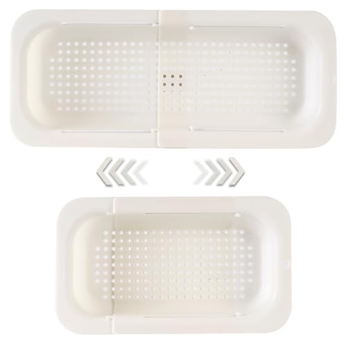 Extendable Sink Colander Strainer Basket (White)
