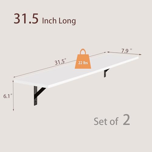 Long Wall Shelves (White / 31.5 Inch)