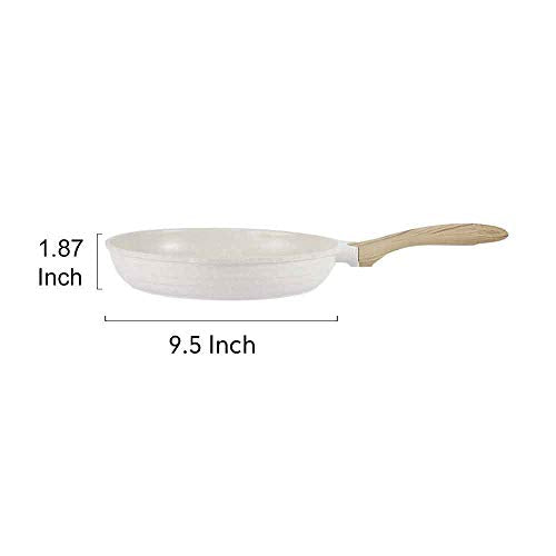 9.5 Inch Nonstick Frying Pan Skillet with Dual Spouts Omelet Egg Pan (Beige / 9.5")