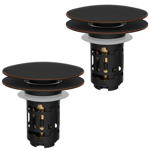 2 Pack 3 in 1 Bathroom Sink Drain Strainer (Oil-rubbed Bronze)