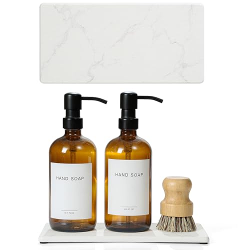 2PCS 10"x 5" Large Bathroom Sink Vanity Trays (2 Pack - Marble White / 10" x 5")