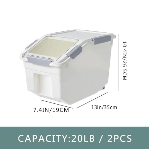 20Lb Food Storage Container with Scoop with Handle & Wheels (2 pack- 20 lb)