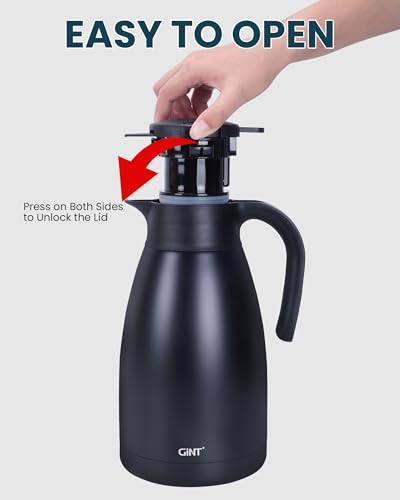 51Oz Stainless Steel Thermal Coffee Carafe with Lid (Black / 50.7 Ounces)