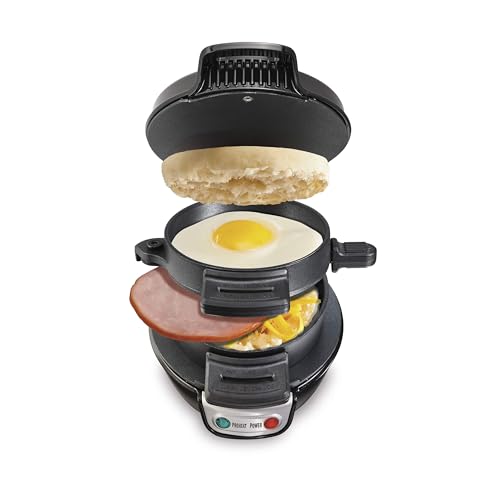 Breakfast Sandwich Maker with Egg Cooker Ring (Black / Single)