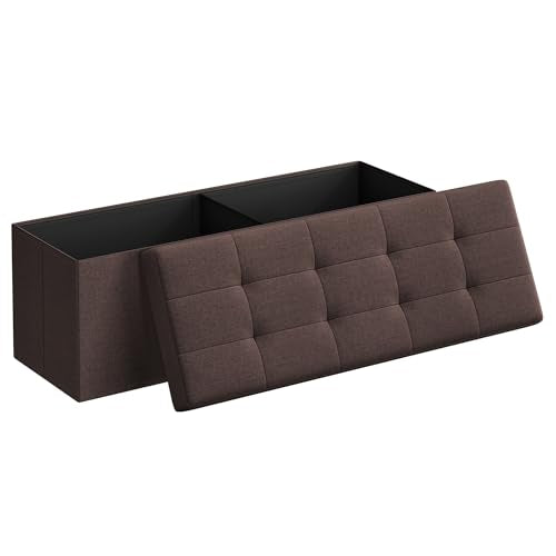43.3 Inches Folding Storage Ottoman Bench (Brown / 15"D x 43"W x 15"H (without Flipping Lid))