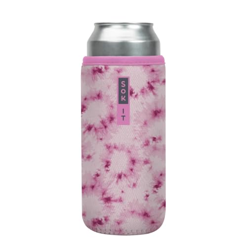 CanSok Sleeve for Beer & Soda Insulated Neoprene Cover (Pink Splash Tie Dye / 25oz Can Sleeve)