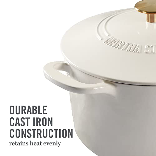Gatwick 7 Quart Enamel Cast Iron Dutch Oven (Linen w/ Gold Knob / 7-Quart)