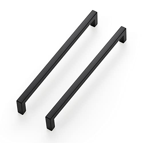 Matte Black Cabinet Handles Solid Cabinet Pulls 7 (Black / Flat Black 7-1/2'' Hole Center)