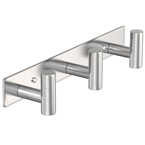 Wall Mounted Coat Rack (Silver / 3 "T" Hooks, 1PACK)