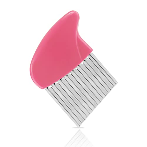 Stainless Steel Potato Crinkle Cutter Knife (Pink)