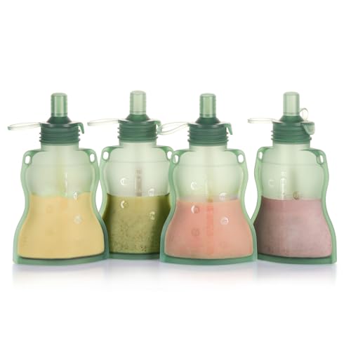 Refillable Silicone Baby Food Pouch (Green / 4-Pack)