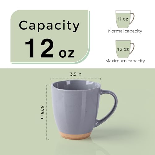 12oz Ceramic Coffee Mugs set of 6 (Limestone / Set of 6)