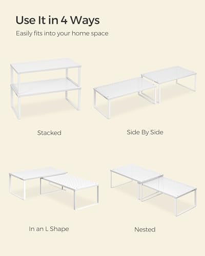 Set of 2 Metal Spice Racks (White / 2 Tiers (9"D x 15.7"W))