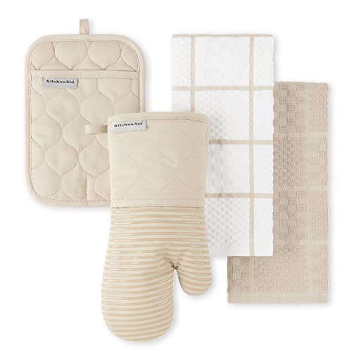 Quilted Cotton Terry Cloth Oven Mitt (Milkshake Tan)