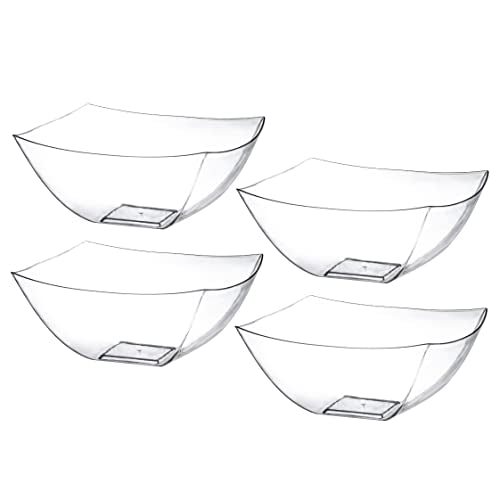 4 Pack Disposable Clear Plastic Serving Bowls Square Party & Candy 16oz (16 OUNCE / Clear)