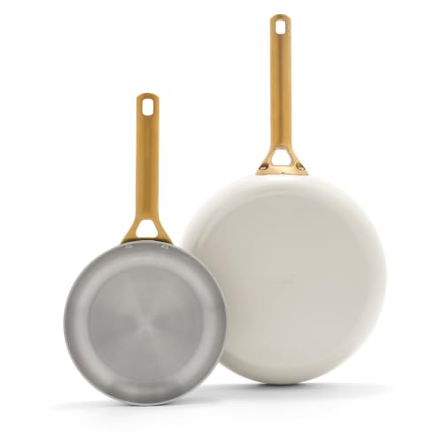 Stainless Steel Tri (10" & 12" Frying Pan Skillet Set / Cream White)
