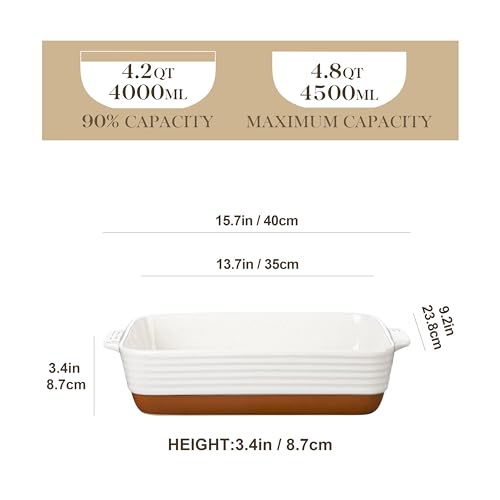 Large 9x13 Ceramic Baking Dish with Handles