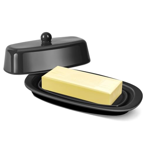 Standard Ceramic Butter Dish with Lid (Black / Standard)