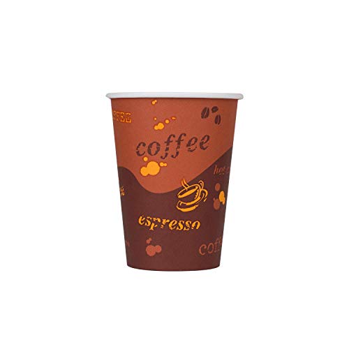 12 oz Paper Hot Coffee Cups [1000 ct] Disposable (12 OZ / Café Theme)