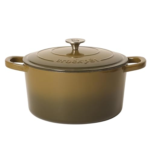 Artisan 7 Quart Enameled Cast Iron Dutch Oven Pot with Lid (Gradient Sage Green / 7-Quart)