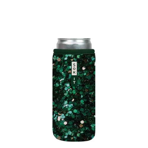 CanSok Sleeve for Beer & Soda Insulated Neoprene Cover (Glitterally Perfect / 12oz Slim Can Sleeve)