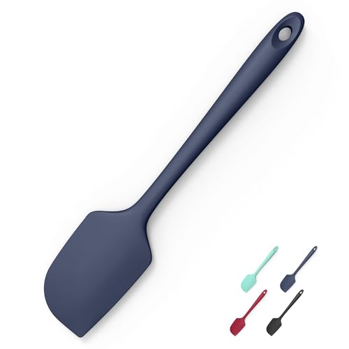600°F Heat Resistant Silicone Large Spatula (11.4in (Flat Spatula) / Navy Blue)