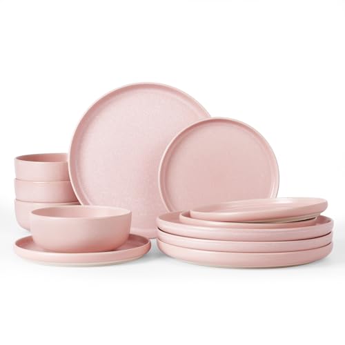Milkyway 12 Piece Stoneware Dinnerware Set (Light Pink / Service for 4 (Standard Dinner Set))
