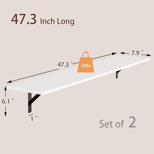 Long Wall Shelves (White / 47.3 Inch)