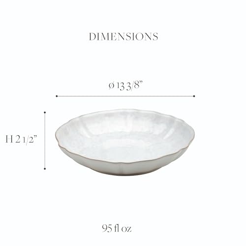 Ceramic Stoneware 13'' Pasta Serving Bowl (Impressions White / 13'' Bowl)