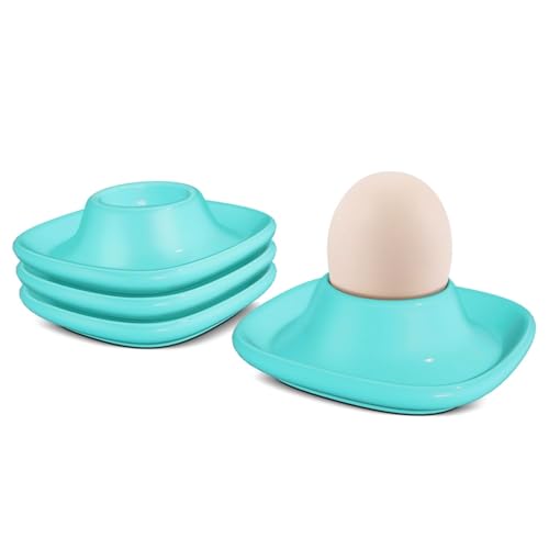 Soft Boiled Egg Cups (4 Pack / Square Style, Blue)