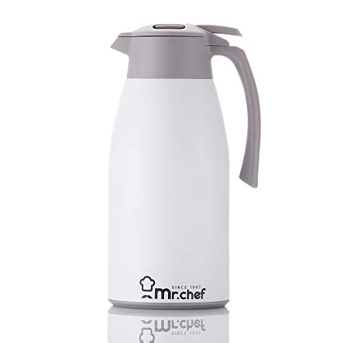 SINCE 1997 MR.CHEF 68Oz Thermal Coffee Carafe (White / 67.6 Ounces)