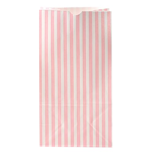 Bakery Bags 100 Pack of 5.9 x 3.54 x 10.63 Inches Grease (6 lb / Pink & White)
