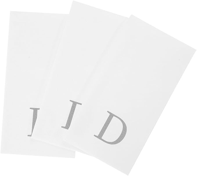 Luxenap 15.8 X 7.9 Inch Linen-Feel Guest Towels, 2000 Lettered Hand Towels - Silver Letter 'D', Sans Serif Font, White Paper Dinner Napkins, airlaid, For Restrooms And Tables - Restaurantware