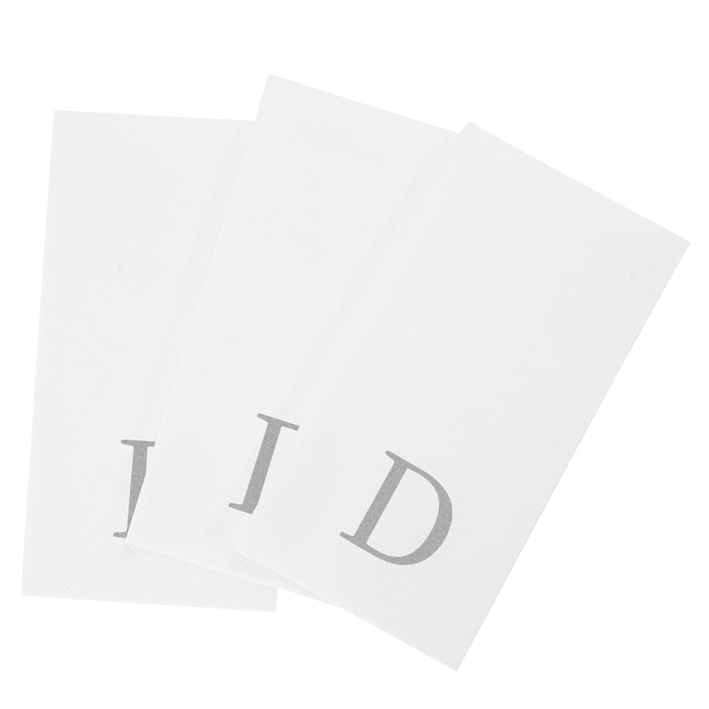 Paper Rectangle Silver Letter D Linen (Silver / 50 Count / D)