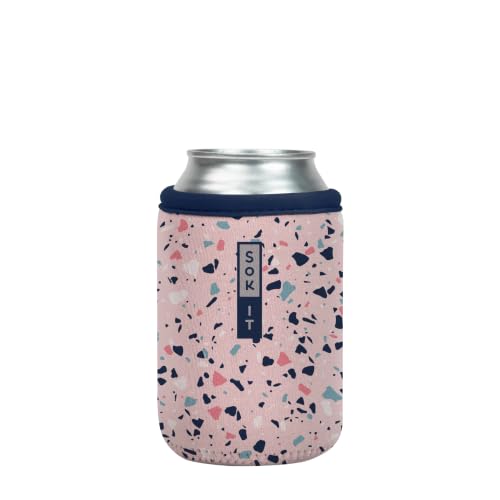 CanSok Sleeve for Beer & Soda Insulated Neoprene Cover (Pink Terrazzo / 12oz Can Sleeve)