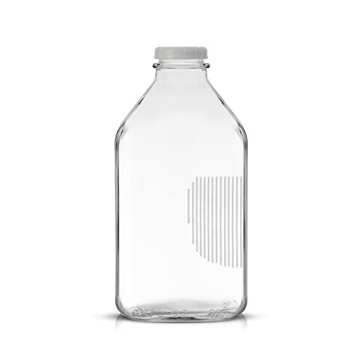 Glass Milk Bottles with Lids and Pourer (64 Oz)