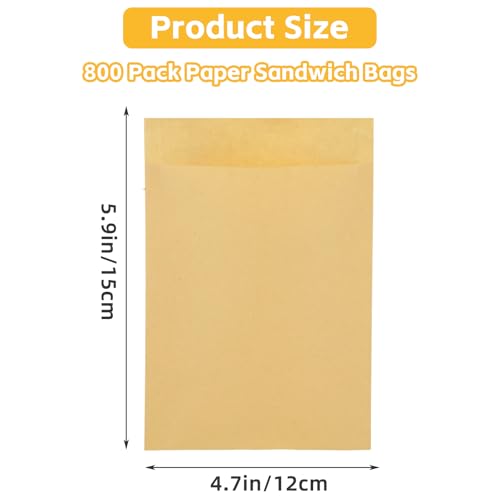 800 Pack Wax Paper Bags 4x6 inch Paper Cookie Bags (Kraft-800PCS / 4x6 inch)