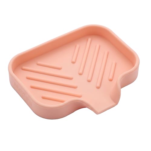 Silicone Soap Dish with Drain Spout (Pink / S(4.9"×3.2"))