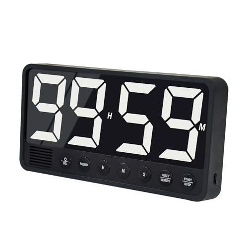Digital Kitchen Timer with Extra Large LED Display Black (Black)