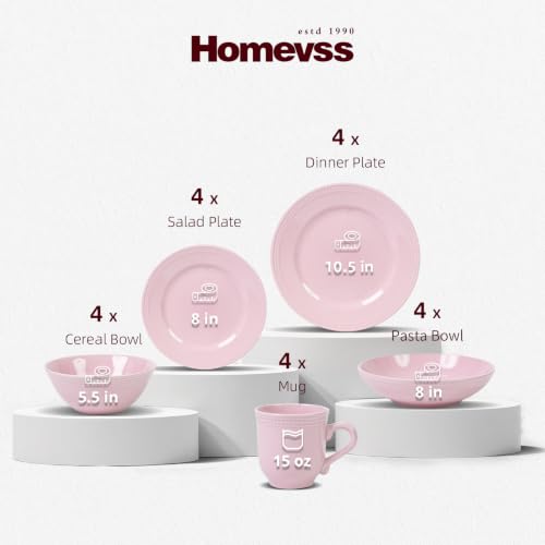 HomeVSS 20 Piece Pearl Dots Stoneware Dinnerware Set (20pc Set / Pink)