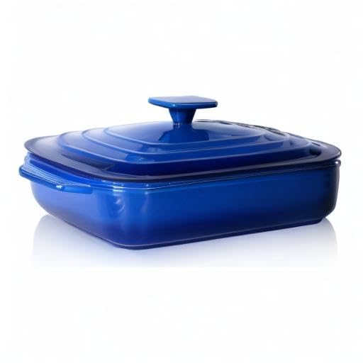 Large Ceramic Casserole Dish with Lid (Blue)