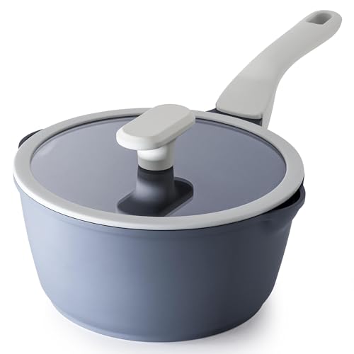 Nonstick Saucepan with Lid (2.7 Quarts / Gray)