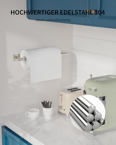 Paper Towel Holder Under Cabinet with Damping Single Hand Operable
