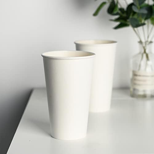 12 oz 100 Pack White Disposable Paper Coffee Cups (White / 12 oz)