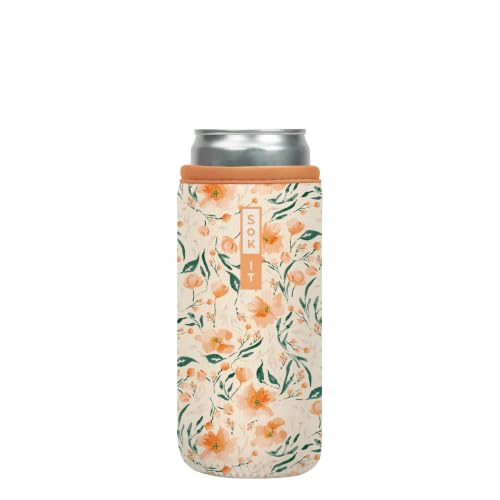 CanSok Sleeve for Beer & Soda Insulated Neoprene Cover (Blush Blossoms / 12oz Slim Can Sleeve)