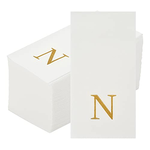 Paper Rectangle Gold Letter N Linen (Gold / 2000 Count / N)