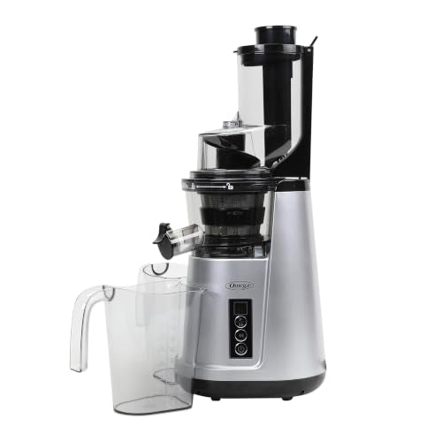 Wide Mouth Juicer Compact Vertical Cold Press Vegetable and Fruit Juice Extractor with 3 (Silver Wide Mouth Vertical)