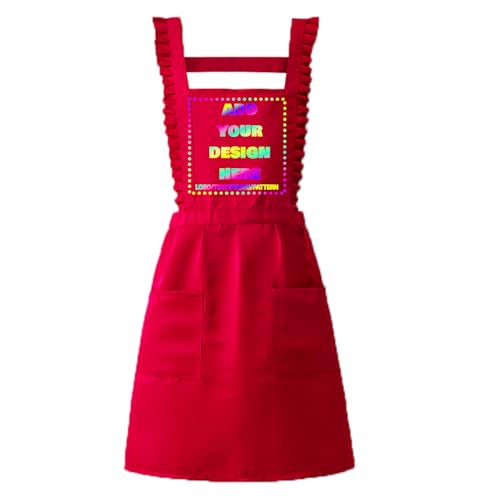 Personalized Custom Aprons Custom Adjustable Kitchen Cooking Aprons Hair Stylist Cafe Work Aprons For Men And Women (Red 1)