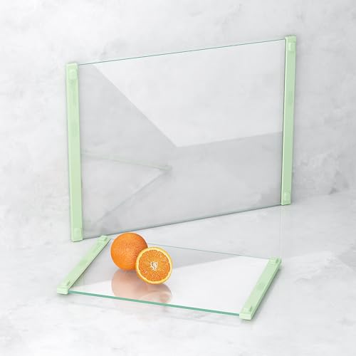 2PCS Glass Cutting Board with Silicone Grip (Green)